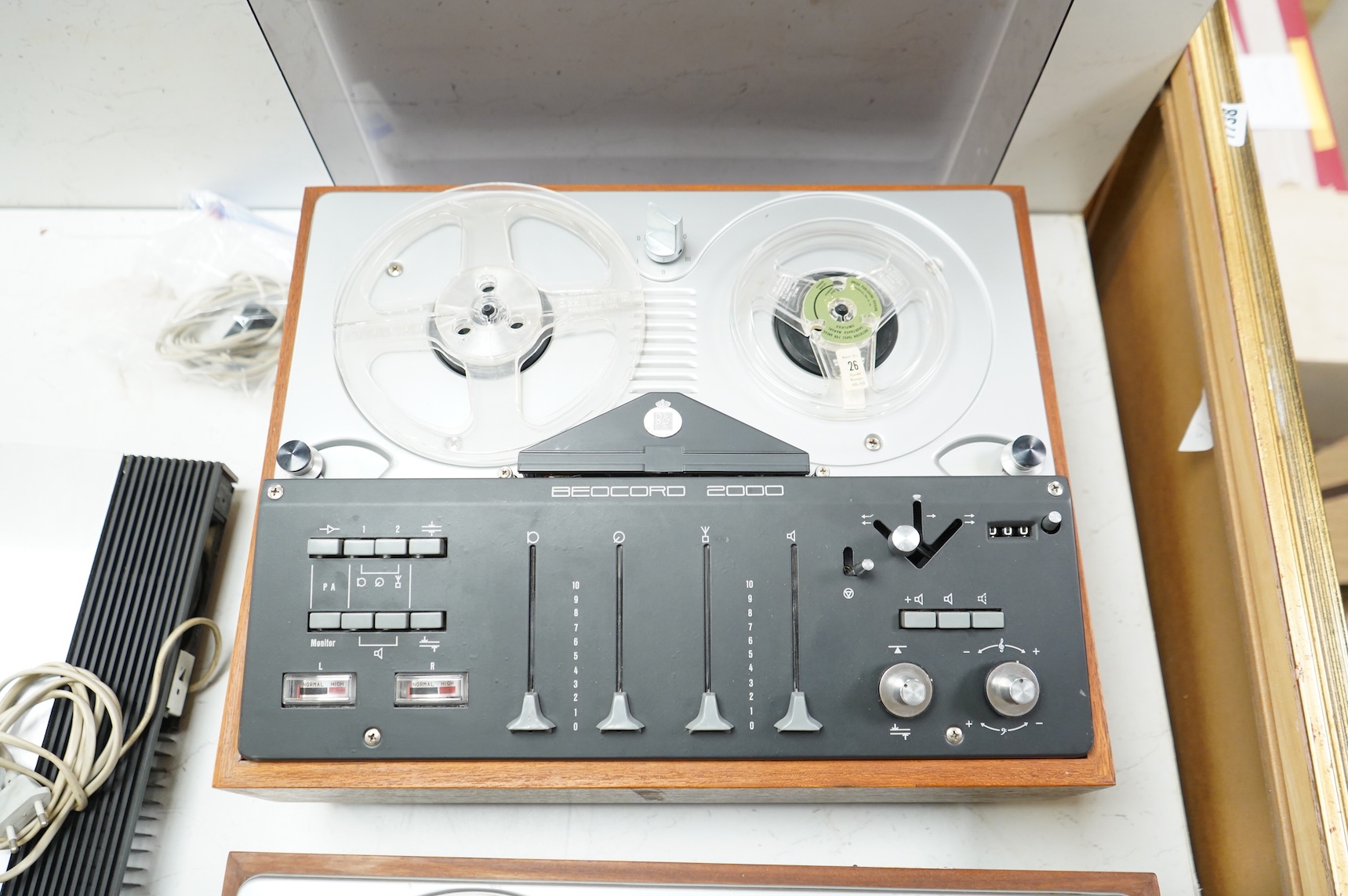 Two Bang & Olufsen Beocord 2000 reel to reel tape recorders, one missing lid